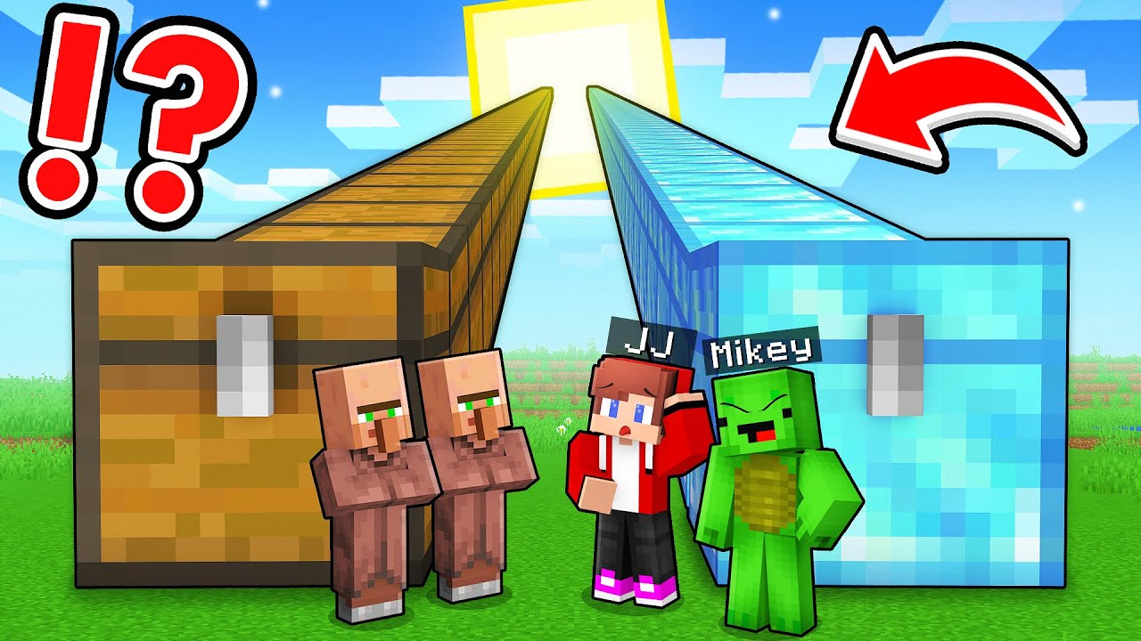 JJ and Mikey vs VILLAGERS: LONGEST CHEST BATTLE in Minecraft - Maizen