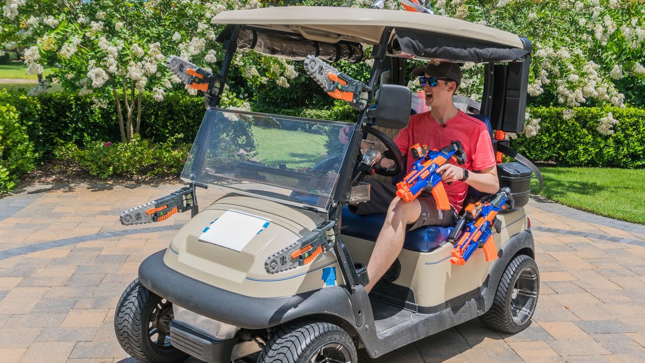 NERF BATTLE GOLF CART!