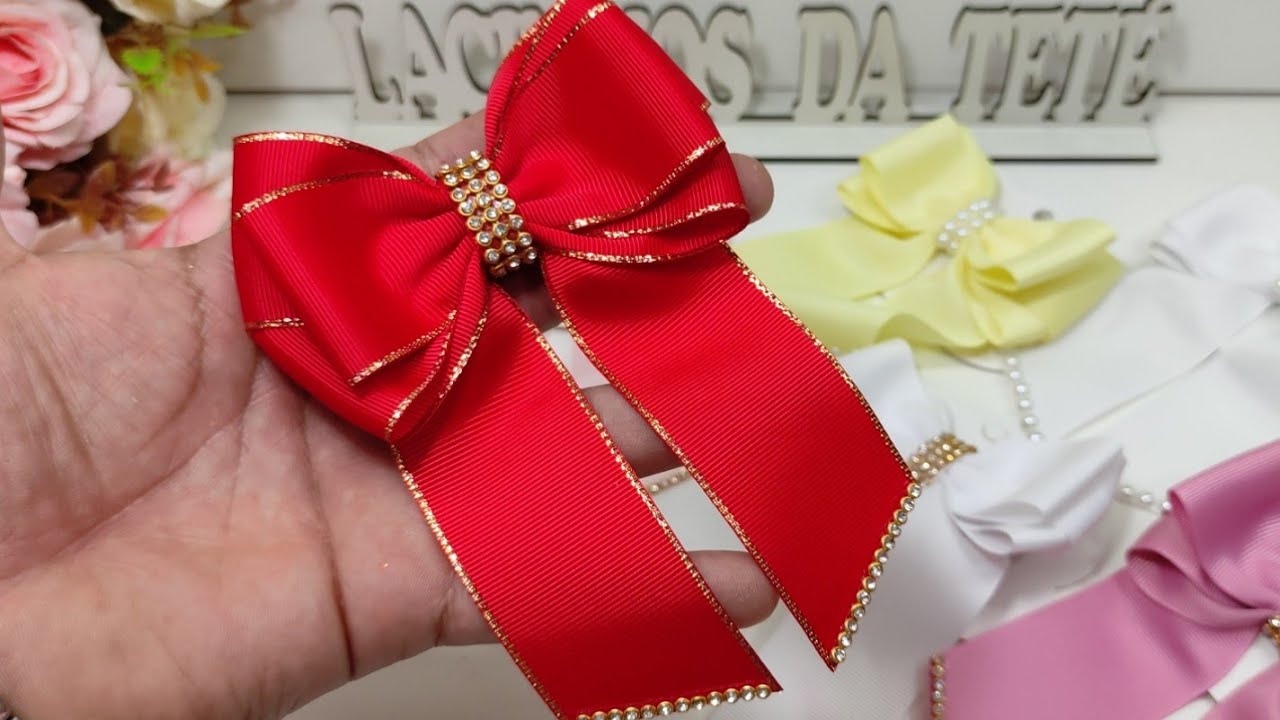 Laço cruzado com pontas e gravatinha. Dica para iniciantes 🎀