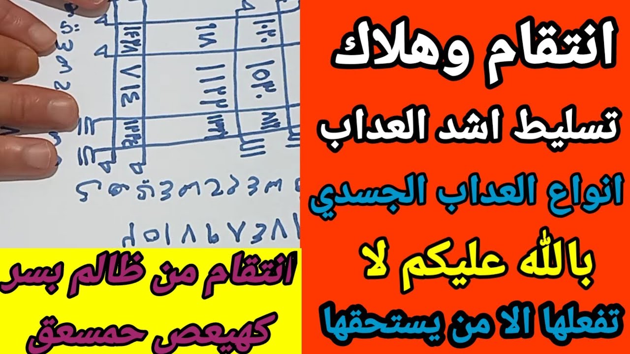 كهيعص حمعسق انتقام وهلاك وتسليط اشد العداب وانواعه الجسدي والدهني ونفسي+212715097293