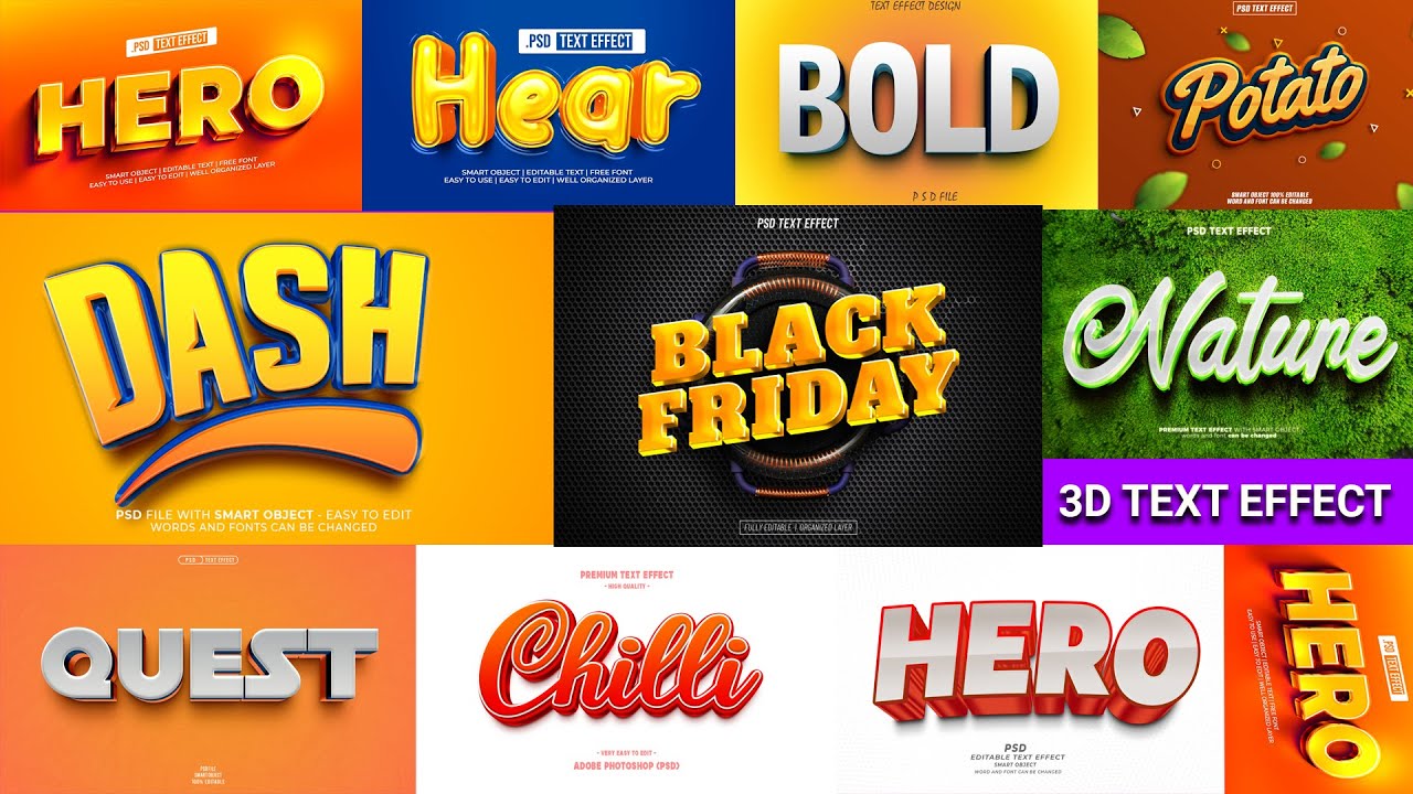 photoshop text effect free download | 3d free psd text effect #texteffect #3dtext #adobephotoshop