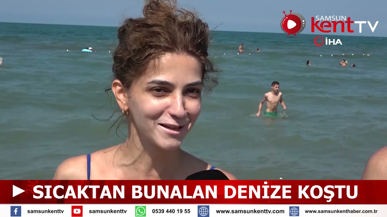 Samsun'da yaz sıcağı bunalttı, deniz tıklım tıklım doldu