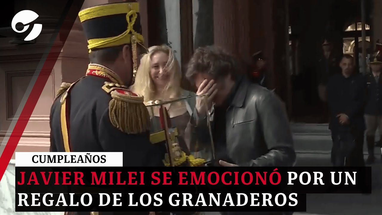 JAVIER MILEI SE EMOCIONÓ con el regalo de los GRANADEROS por su cumpleaños