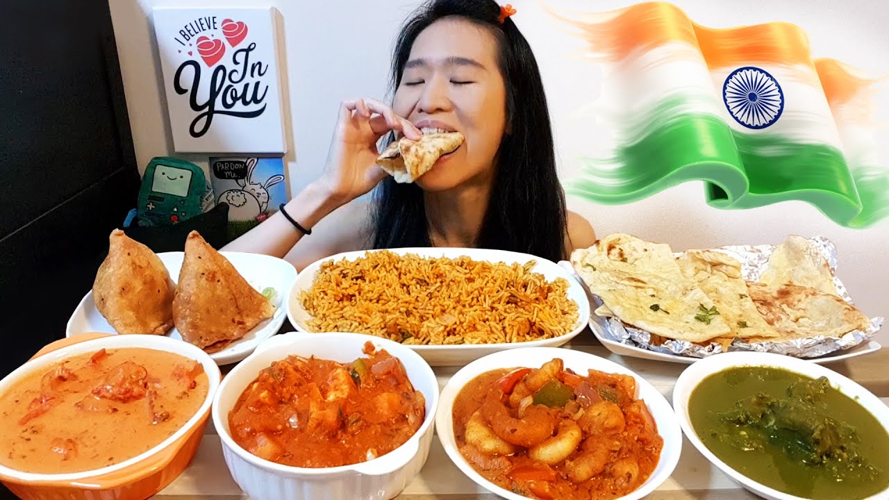 Extremely Satisfying INDIAN Food Mukbang ASMR | Butter Chicken, Kadai Paneer, Saag Gosht & Biryani