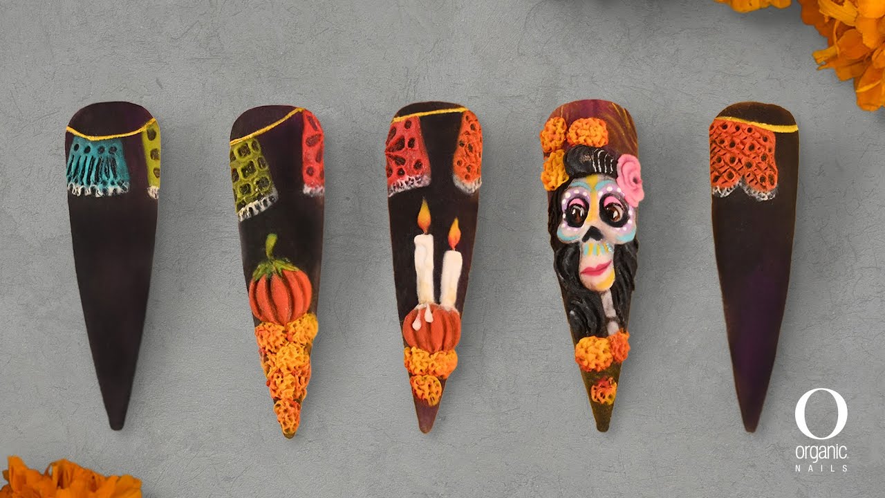 DISEÑO DÍA DE MUERTOS | TÉCNICA 3D | ORGANIC NAILS