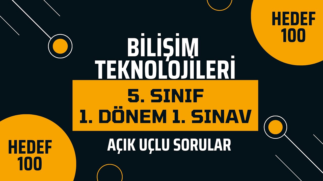 Bilişim Teknolojileri 5. sınıf 1. Dönem 1. Sınav - Açık uçlu sorular