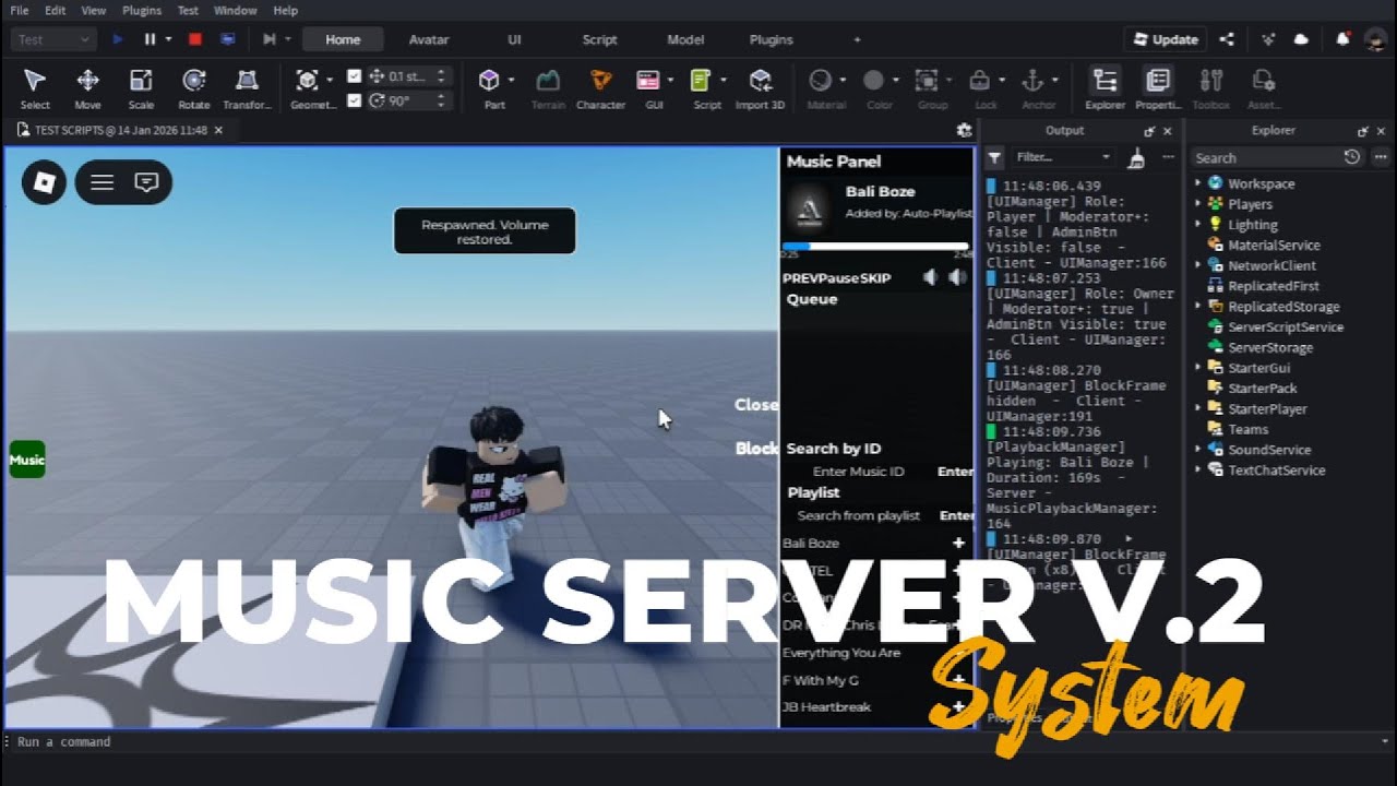 [FREE MODEL] Update Server Music System V.2 untuk map hangout dan tema club | Roblox Studio