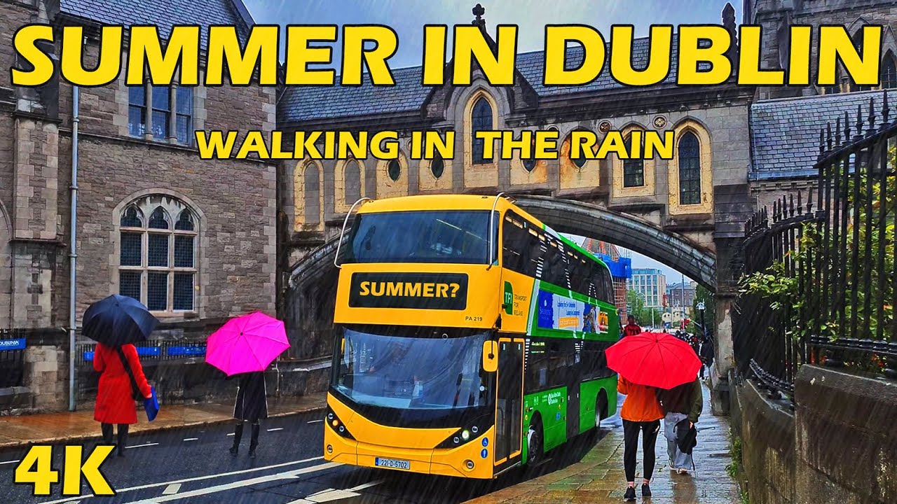 Summer Rain in Dublin 4K Walking Tour Ireland 2024