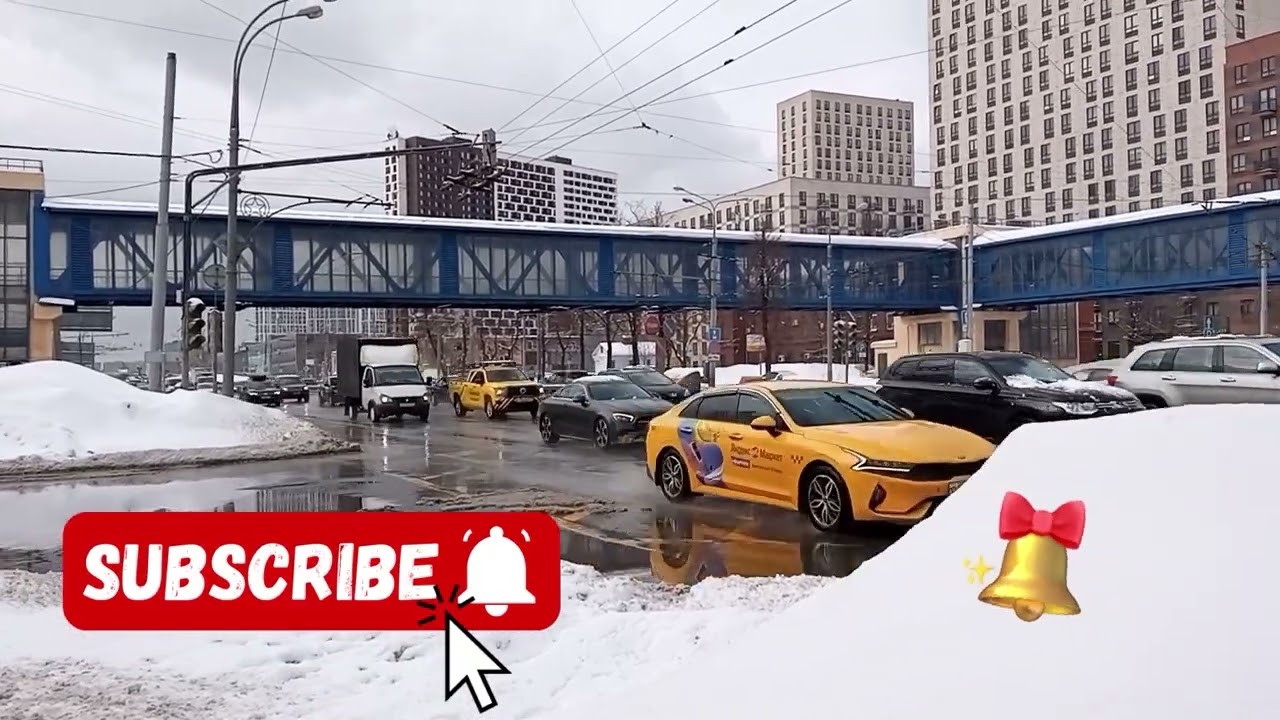 A beautiful reflection of bright cars in the wet asphalt
