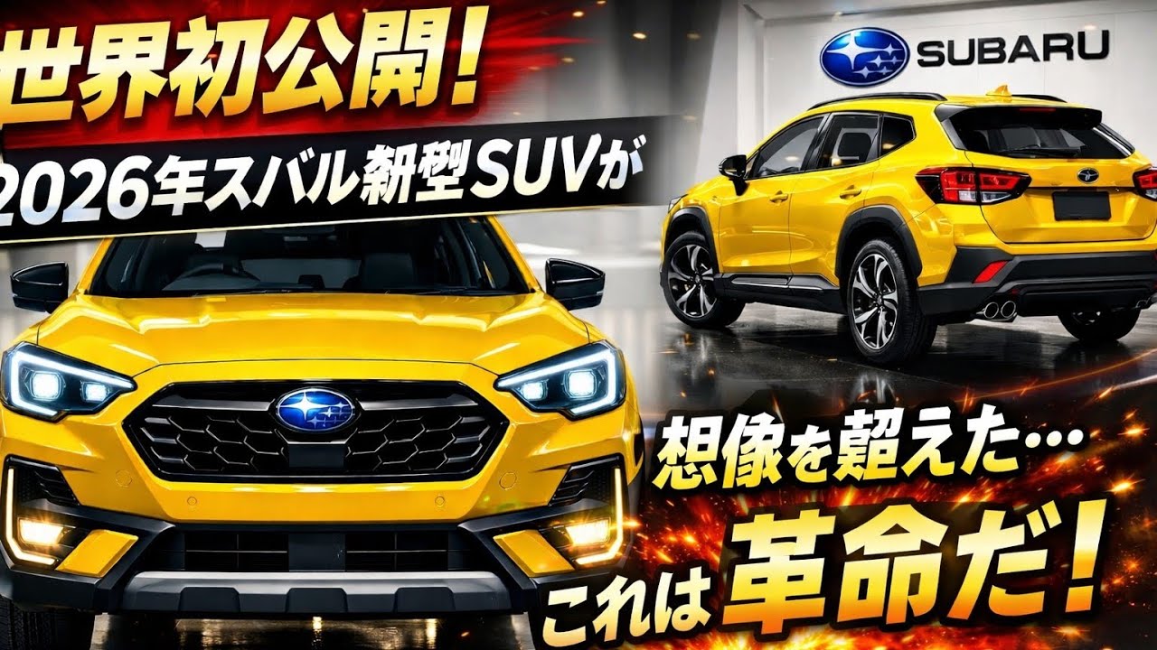 【タイトル】世界初公開！2026年スバル新型コンパクトSUVが常識を破壊…衝撃スペック＆デザイン完全解説！