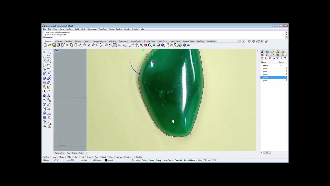 Build a Bezel in Rhino Around a Freeform Cabochon