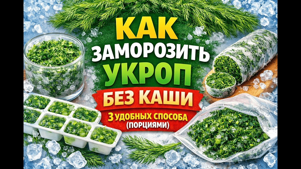 Как заморозить укроп без каши 3 удобных способа порциями.