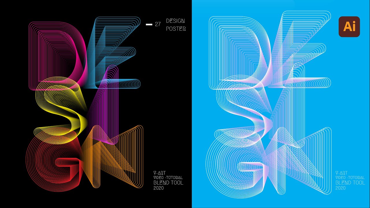 CÓMO hacer BLEND (FUSIÓN) TEXT EFFECT DESIGN - ILLUSTRATOR - TUTORIAL💯