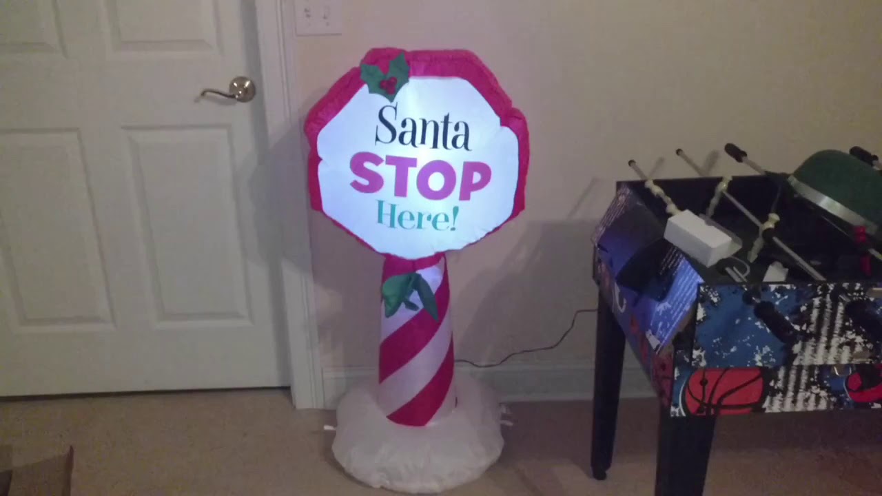 3 1/2' Christmas “Santa Stop Here” Sign by Gemmy Inflatables