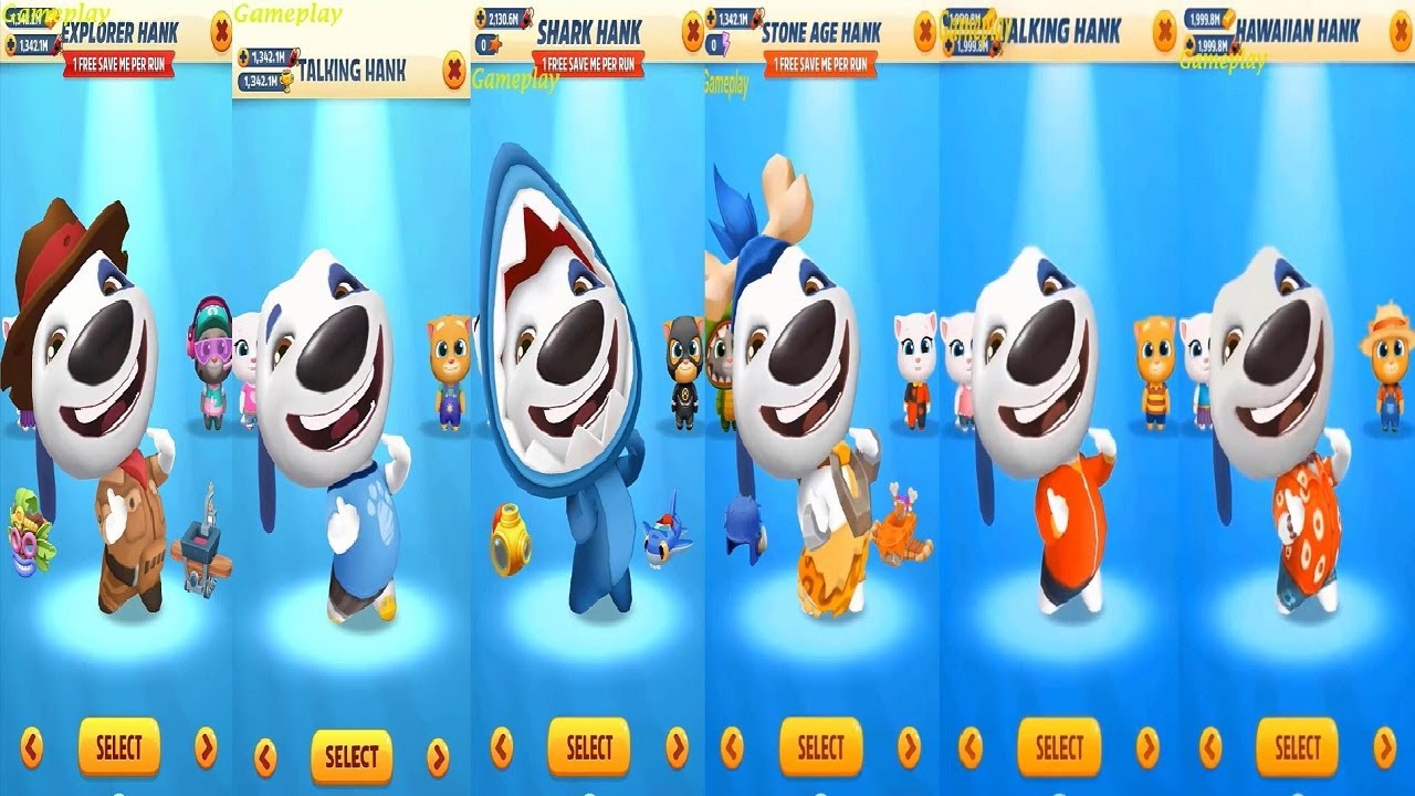 Talking Tom Gold Run Explorer Hank VS Stone Age Hank Hank HAWAIIAN SHARK HANK  Raccoon Boss Fight