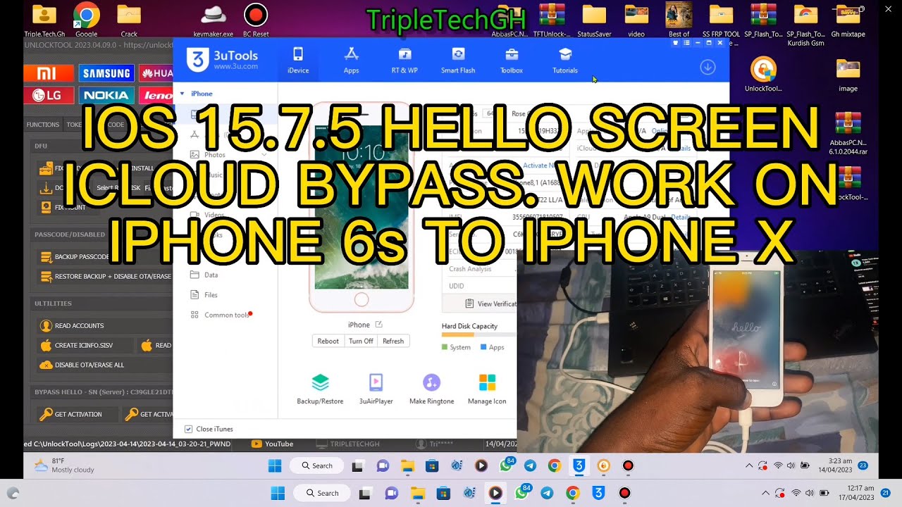 iOS 15.7.5 Hello screen icloud bypass with unlock tool with no serial number change. Quick & Easy
