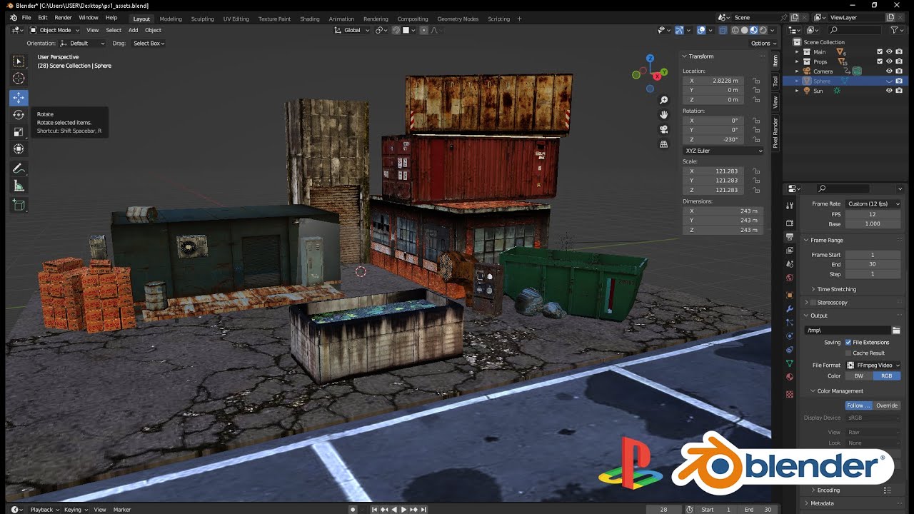 Making a PS1 Environtment in Blender