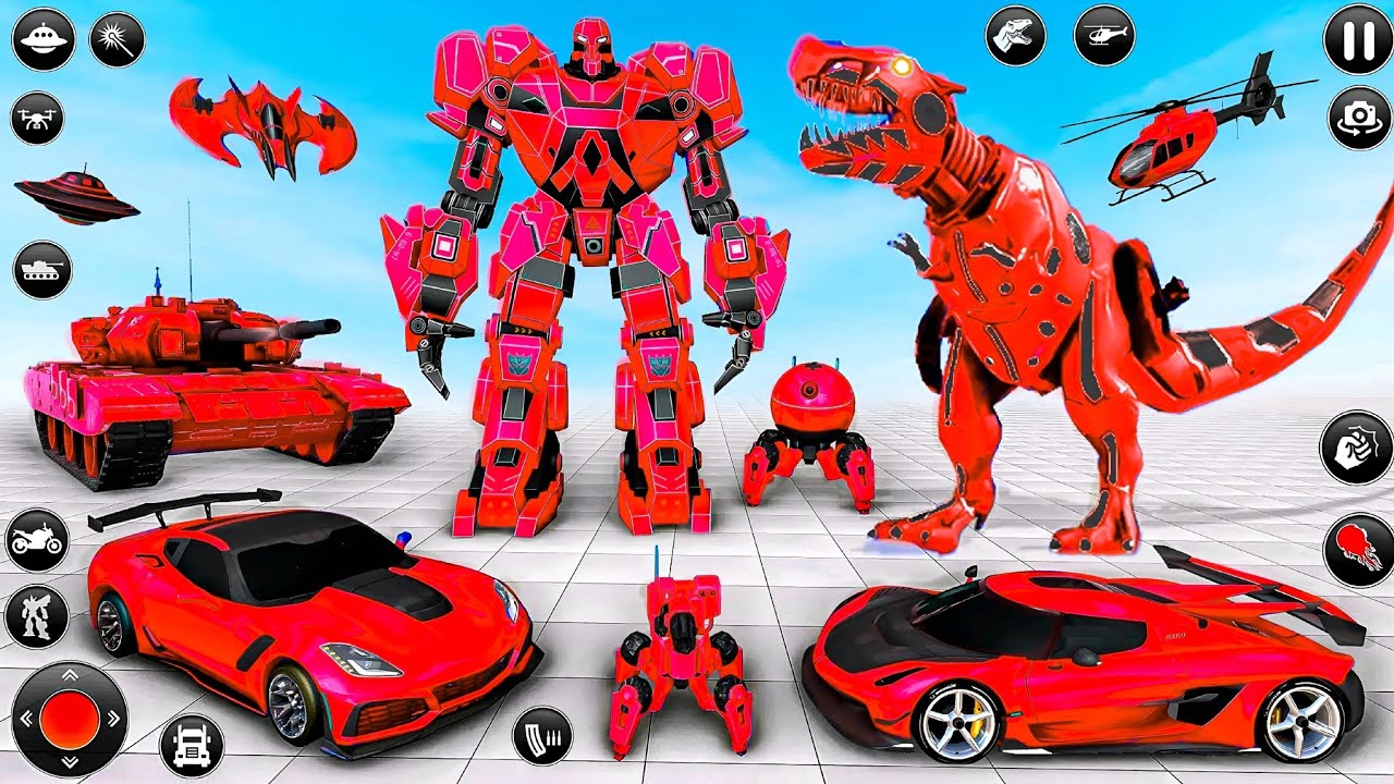Dino Robot Transformation Jet Bike Car Dinosaur Robot Game Fight in Mega Map - Android Gameplay