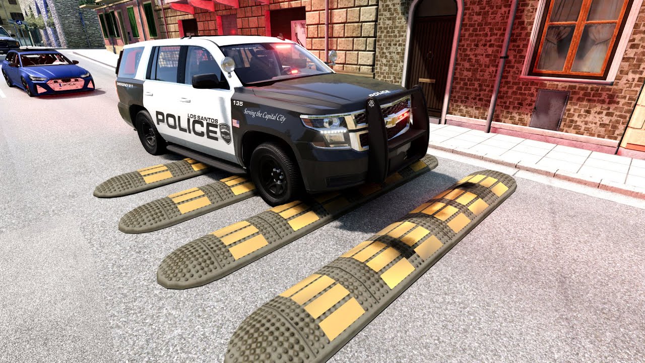 Cars and Police Cars vs Speed bumps #2 - BeamNG Drive ☆ beamng-cars TV