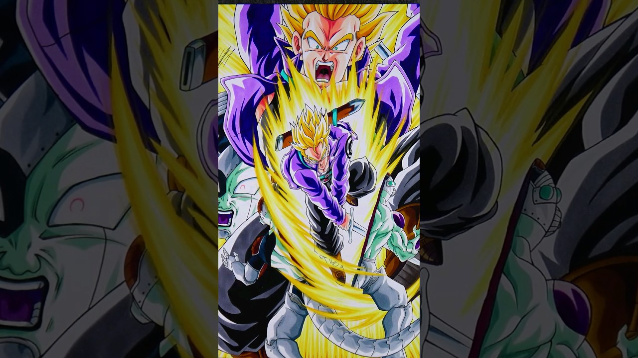 Drawing Trunks CUTTING Frieza in HALF! #shorts