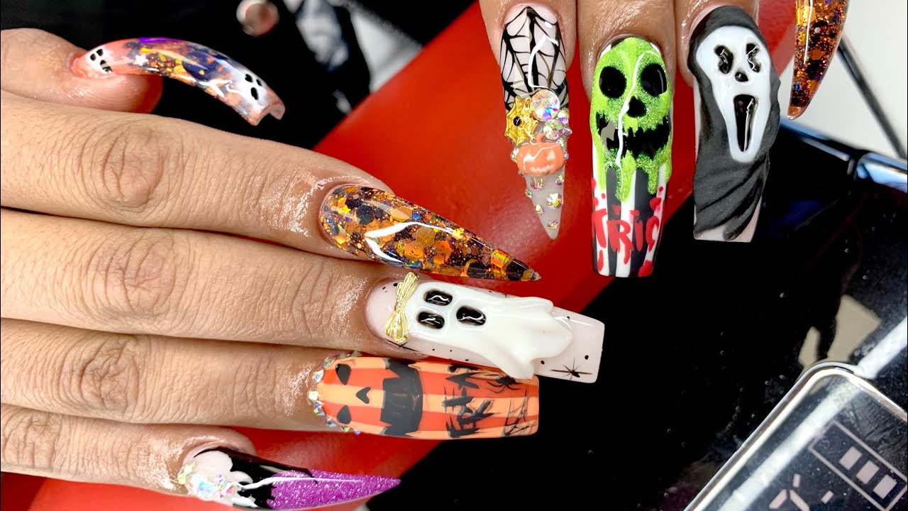 Let’s do a 🎃👻 #Halloween set | Trick or treat |  #nails #nailart #nailgelart #halloweennails