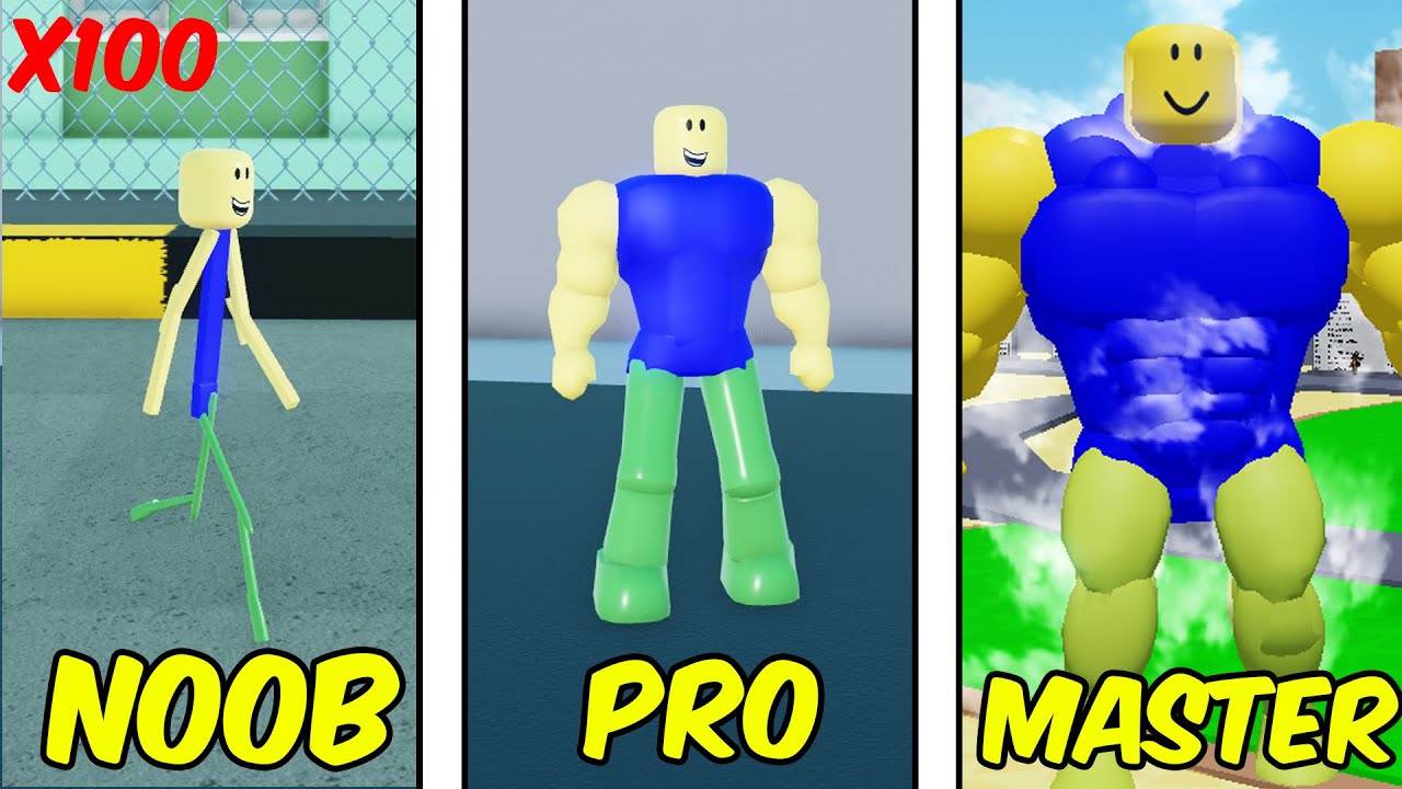 Нуб становится сильнейшим с 100-кратным усилителем в Roblox Strongman Simulator