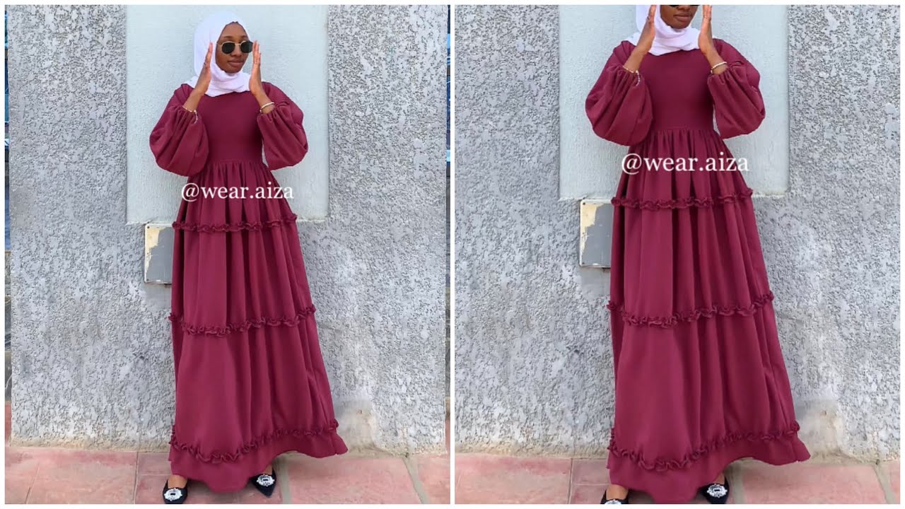 HOW TO CUT AND SEW A SIMPLE MODEST DRESS #dressdesign #abayacouture #sewingtutorial #abayaandgown