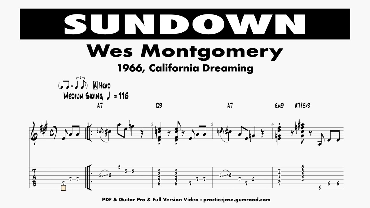 [Transcription] Sundown - Wes Montgomery ‎1966 California Dreaming