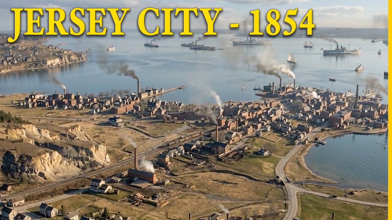 Джерси-Сити, 1854 год (реконструкция, выполненная с помощью ИИ)