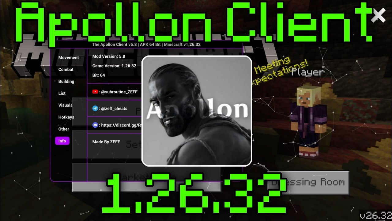 🖇️ 1.26.32!! Apollon Client v5.8 is HERE! Best FREE Minecraft PE Client 1.26.32!