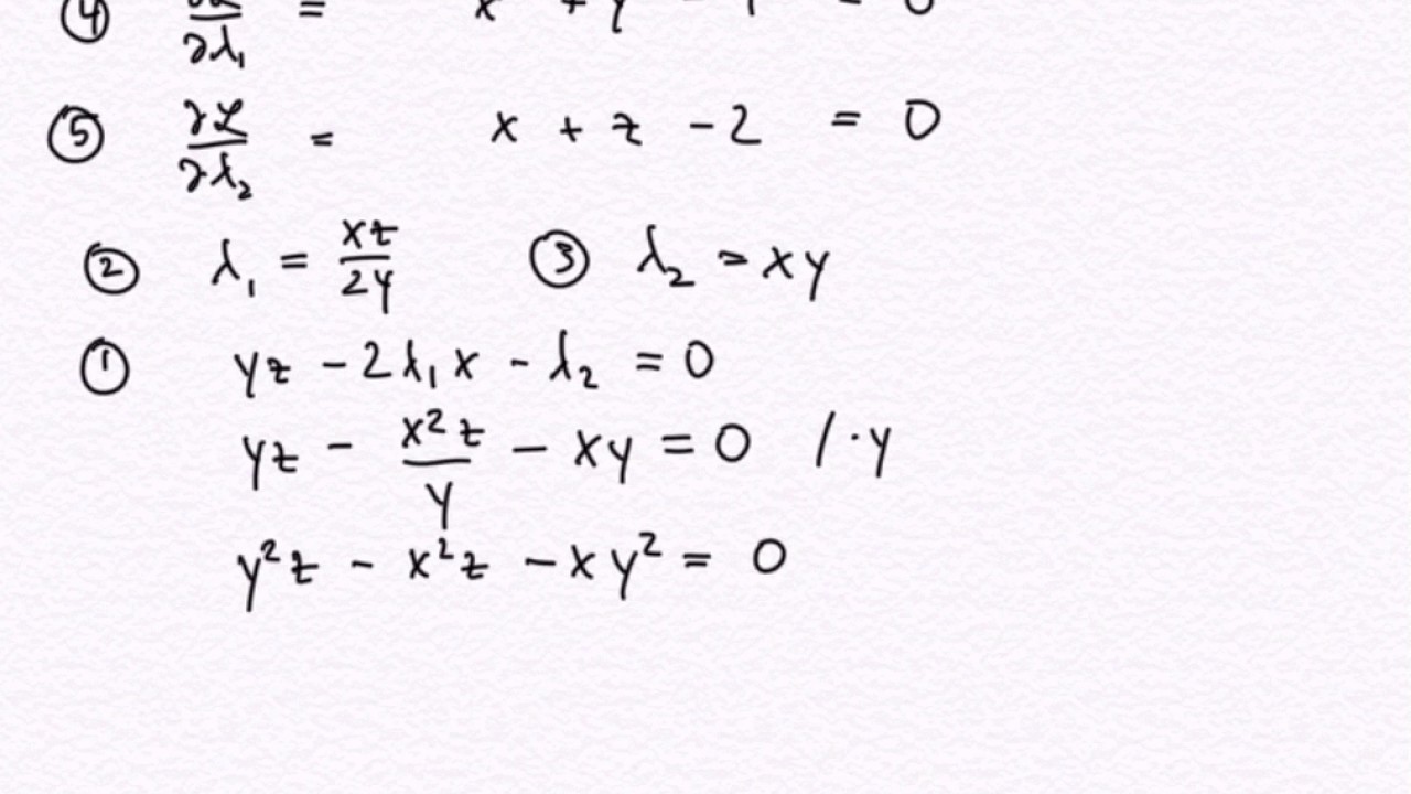 Examples for optimization subject to equality constraints, Lagrange