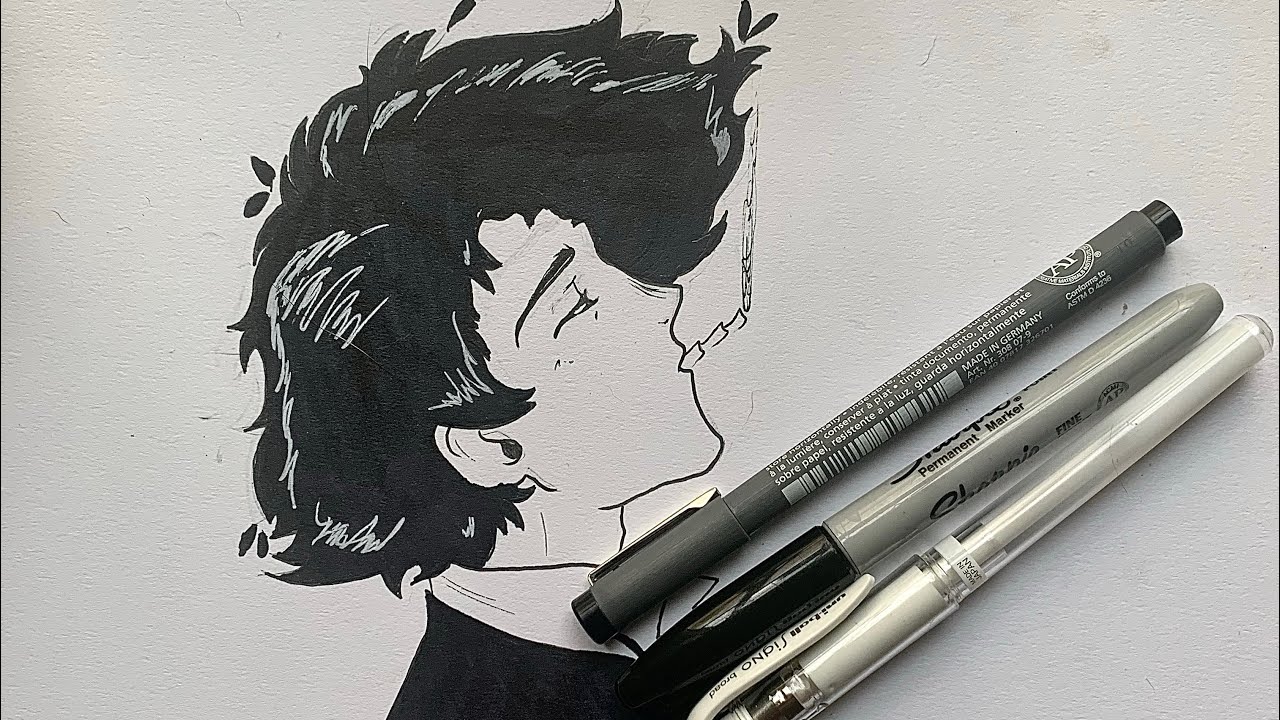 ASMR drawing spike from cowboy bebop!! (No talking)