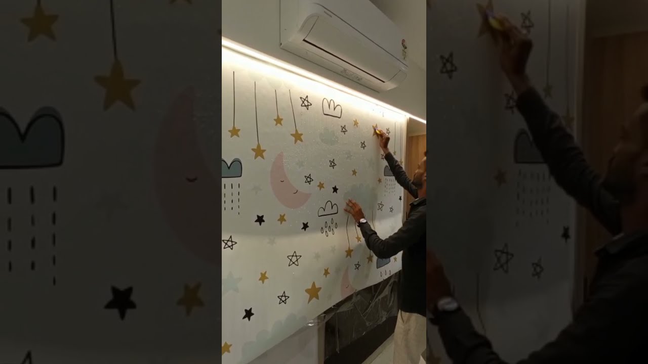 A right choice of a wallpaper transforms the space immediately, kids  room of our ongoing project.