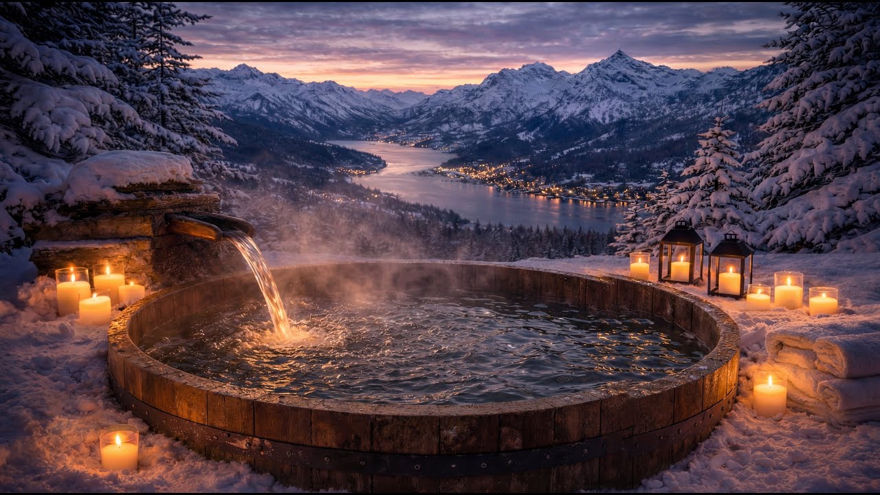 Warm Night Bath | Candlelight, Steam, Water Sounds for Sleep｜432Hz + 396Hz