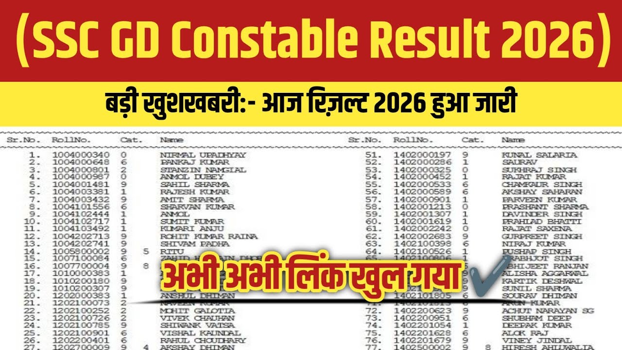 SSC GD Constable Result 2026!!SSC GD Constable Result 2026 Kaise Check Kare!!SSC GD Constable Result