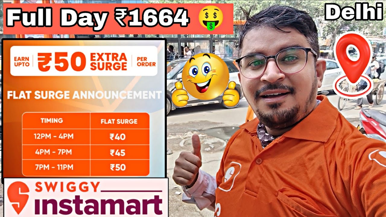Delhi Me Swiggy Delivery Rider Ki Full Day Earning 1650₹ | Instamart Orders Included