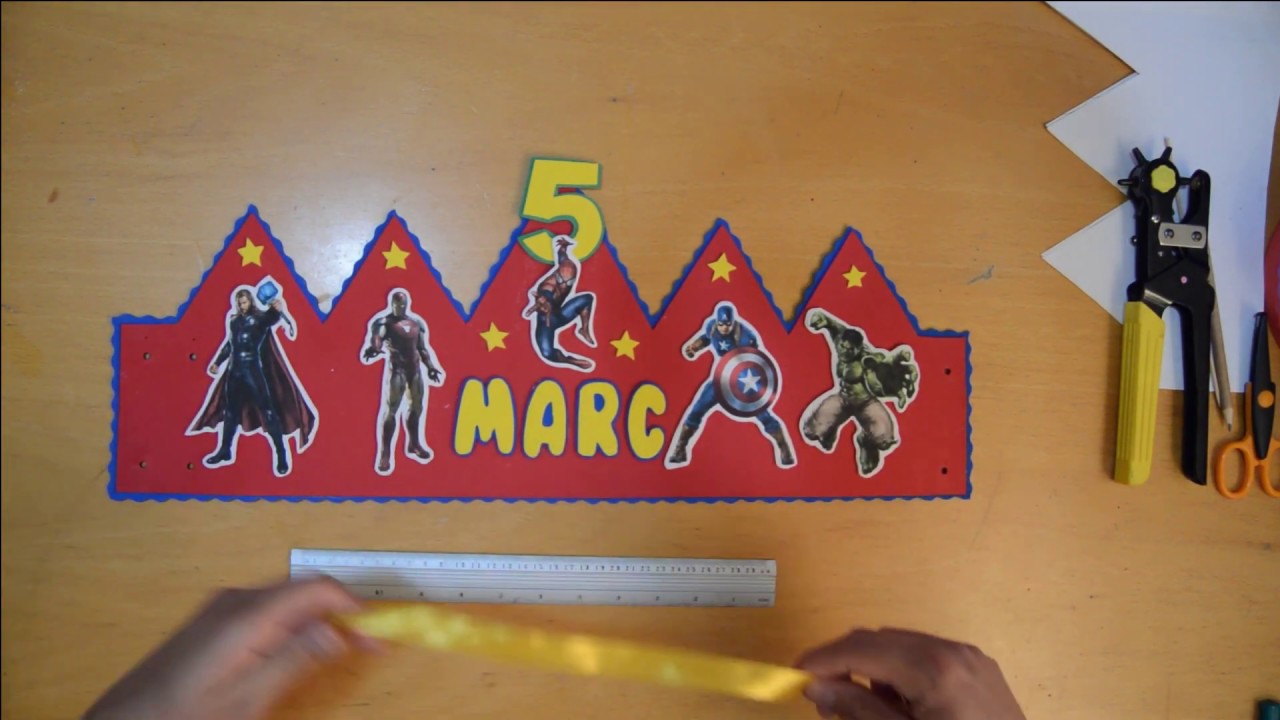 Como hacer corona de superheroes/Corona de cumpleaños para niño/superhero birthday crown in eva