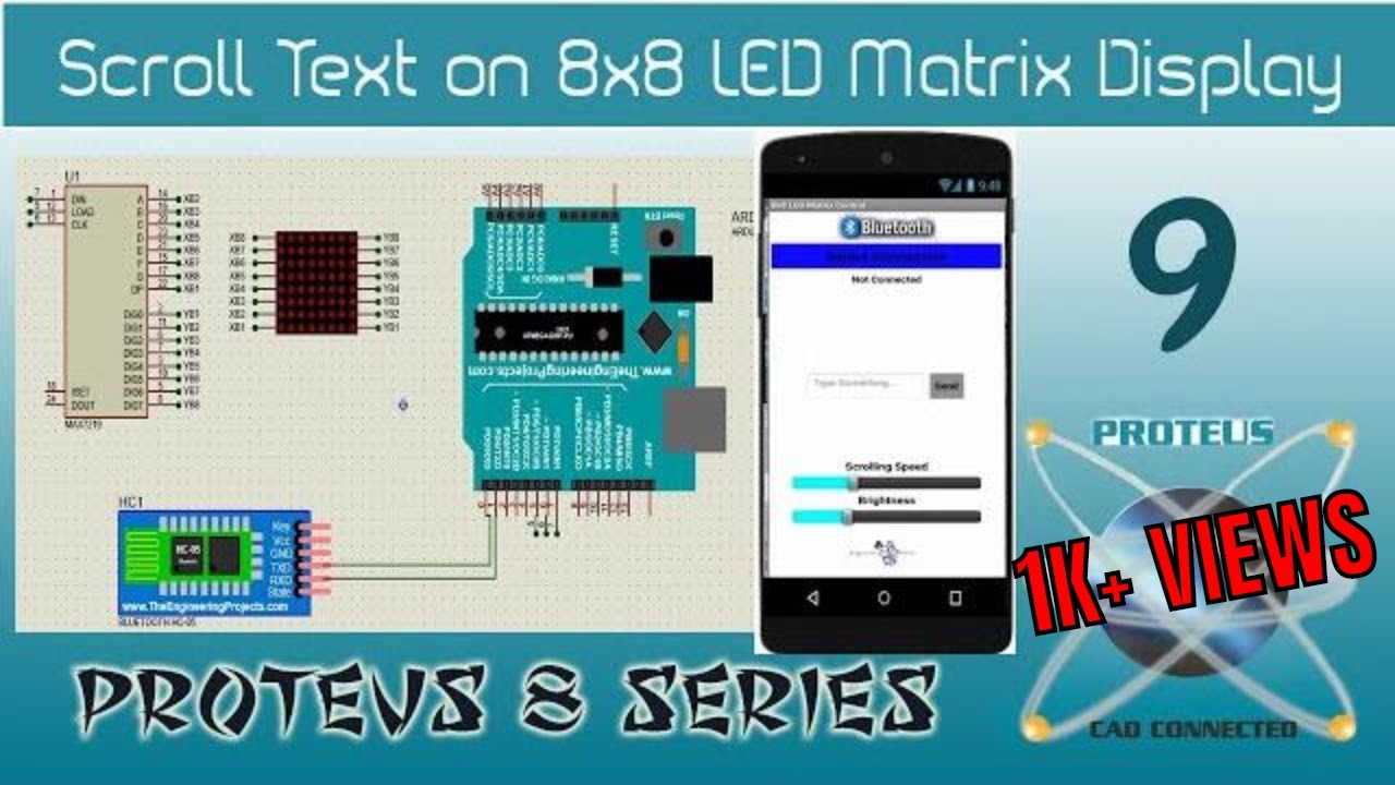 How to scroll text on 8x8 LED Matrix in Proteus | Android App on MIT APP Inventor