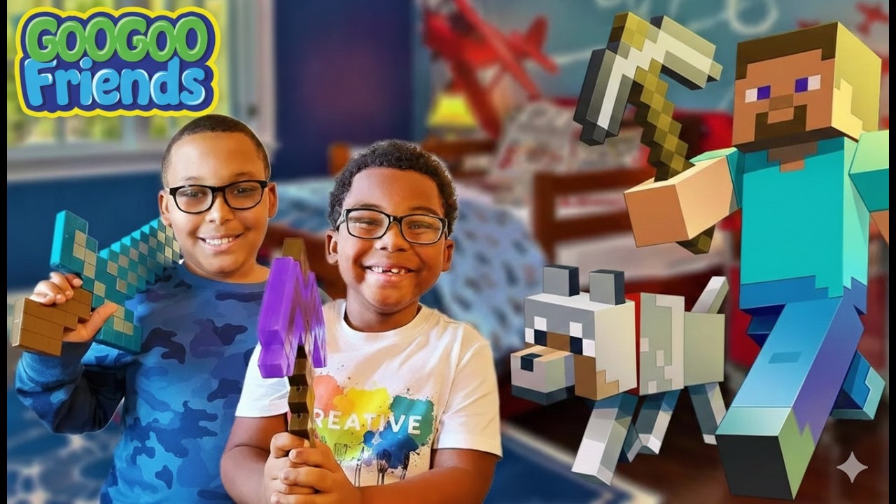 ZZ Kid и Goo Goo Gaga строят мир в Minecraft | Детское телешоу Goo Goo Friends