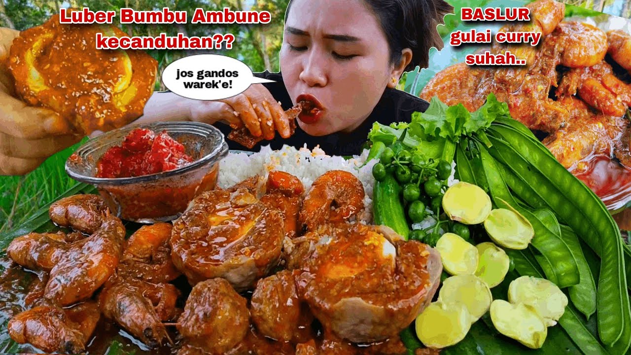 MEDOK REMPAH MENGGODA 🤤 GULAI CURRYBAKSO TELUR UDANG LALAPAN JENGKOL MENTAH  PETAI CINA 