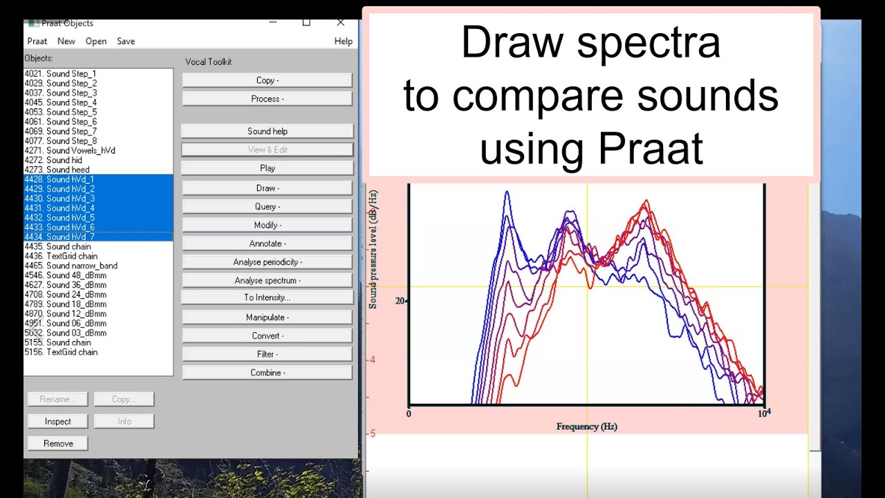 Praat 7 - Compare spectra of different speech sounds