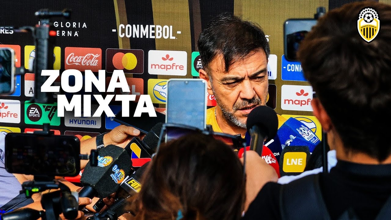 Zona mixta con el DT Álvaro Recoba, Carlos Sosa, Rodrigo Pollero y el Dir. Gral. Gustavo Maldonado