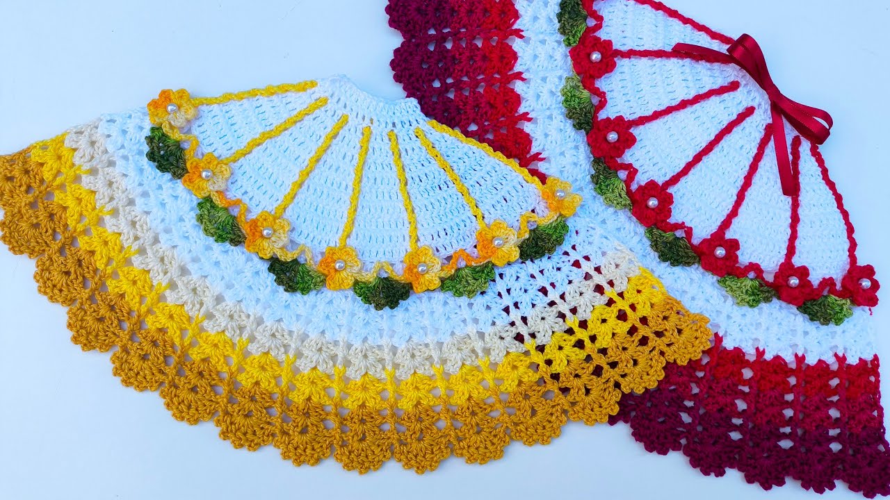 SAIA DE CROCHÊ PARA BONEQUINHA PINTADA NO PANO DE PRATO (modelo Marleide)
