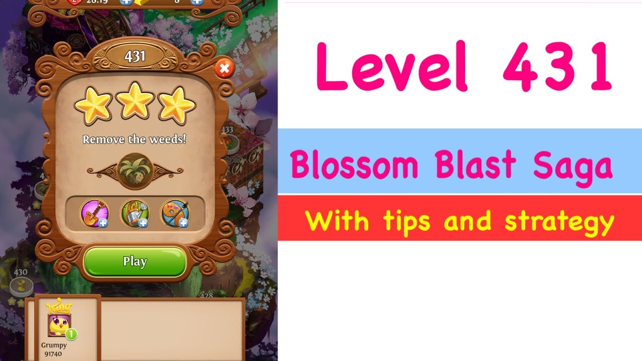 Blossom Blast Saga Level 431 Tips and Strategy Gameplay Walkthrough No Boosters