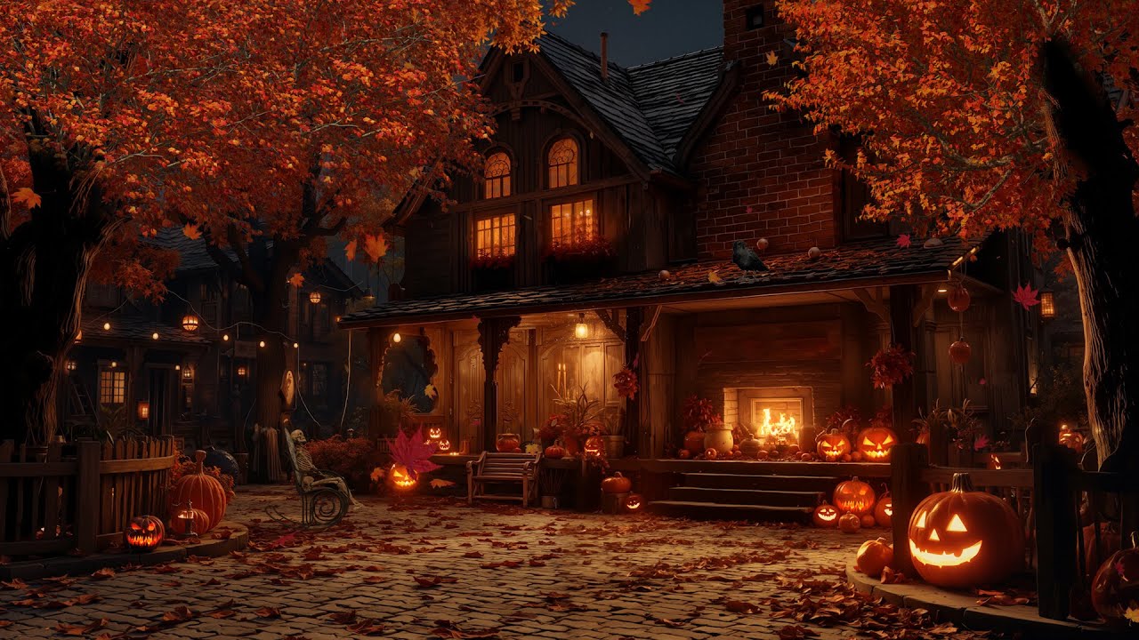 Relaxing Haunted House Vibes | Fireplace Crackles, Spooky Ambience & White Noise