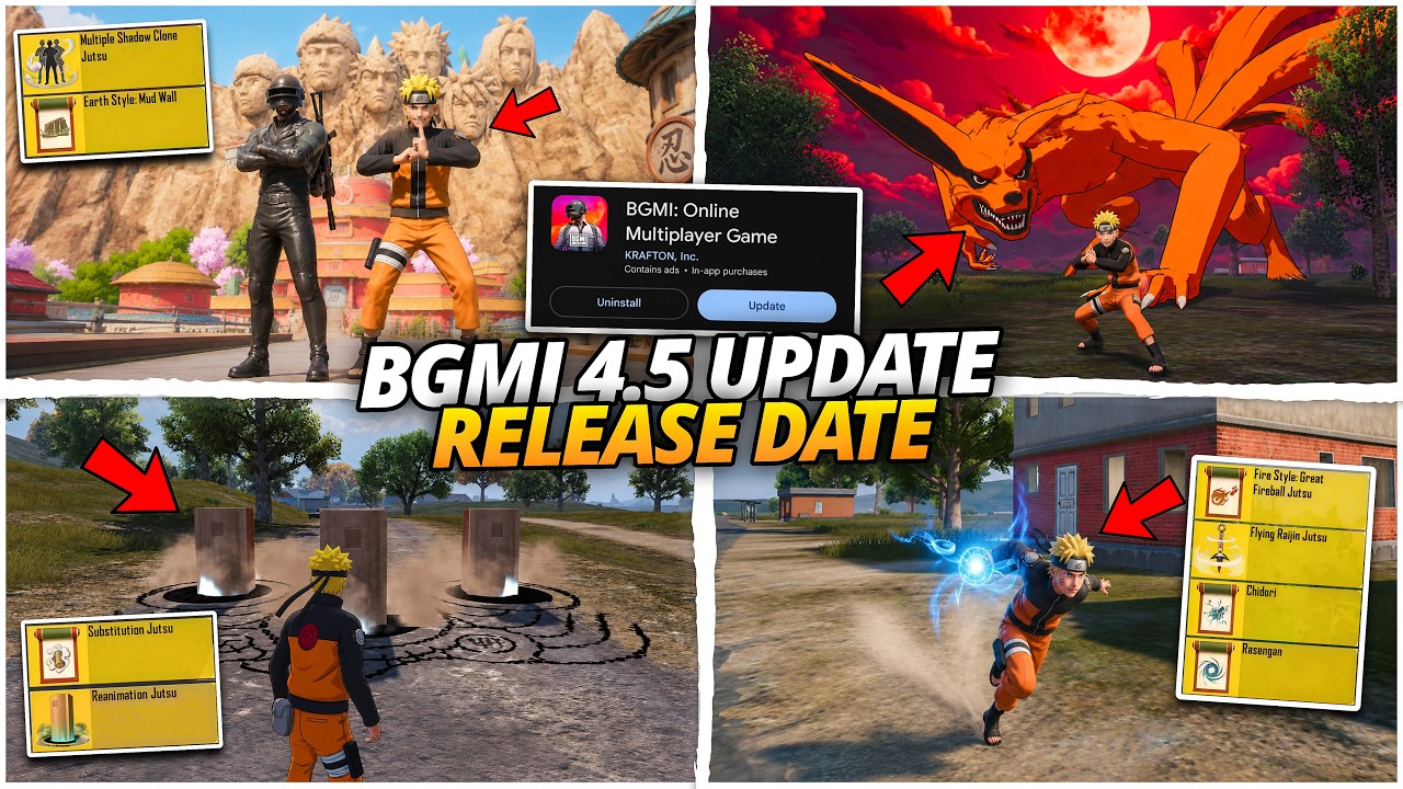 😱 BGMI 4.5 UPDATE RELEASE DATE / NARUTO NINJAS ASSEMBLE MODE / TOP NEW CHANGES BGMI 4.5 UPDATE