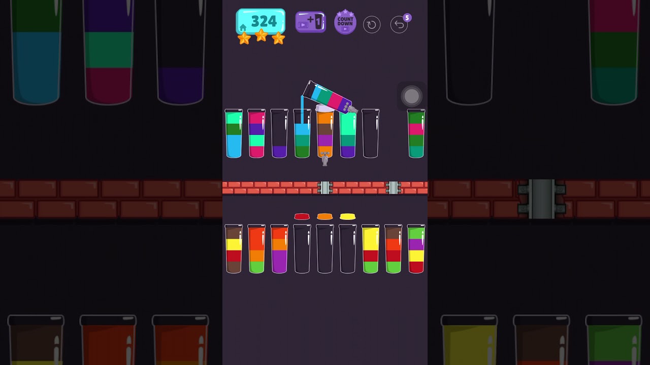 Cups - water sort puzzle | level 324 | ⭐️⭐️⭐️