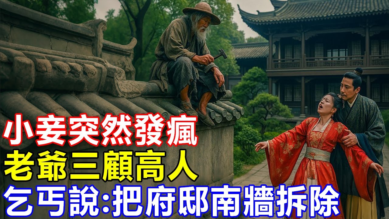 民間故事：小妾突然發瘋，老爺三顧高人，乞丐說：把府邸南牆拆除