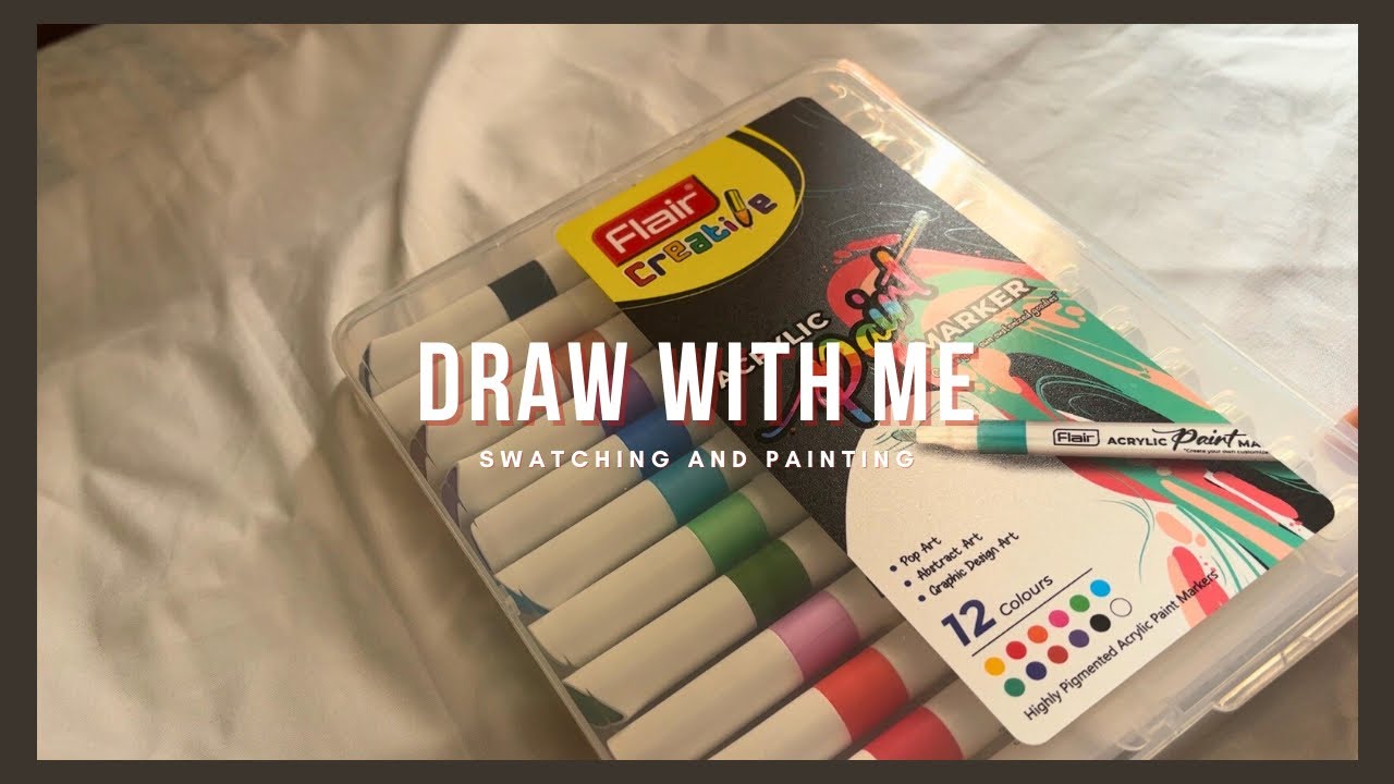 Draw with me + swatching new flair acrylic markers set of 12 colours 🎨🫧 #drawwithme #art