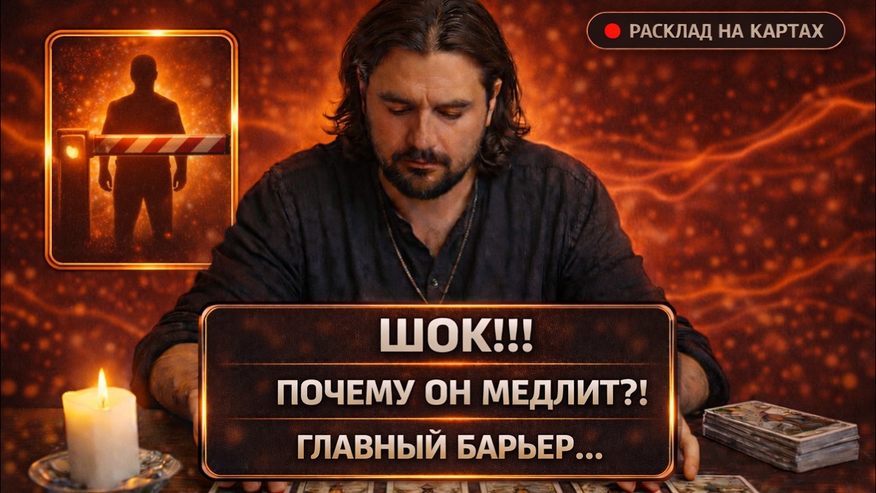⚡️ПОЧЕМУ ОН МЕДЛИТ? 🤐 Тайная причина его страха ❤️‍🔥 Его главный барьер 🔮 #таро #расклад #гадание